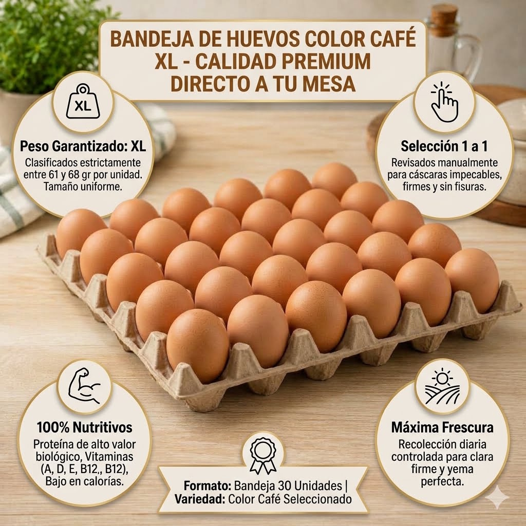 Bandeja Huevos Color Extra Grande 30 Unidades Frescos - Imagen 5